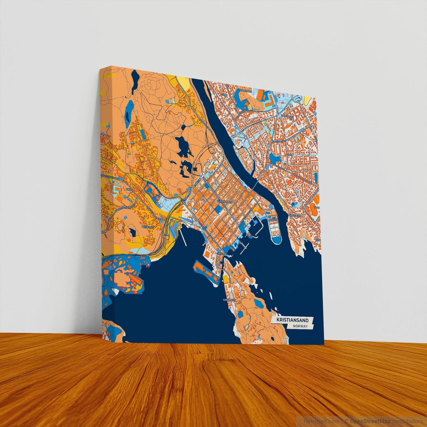 Kristiansand Norway Colorful City Map Canvas Print