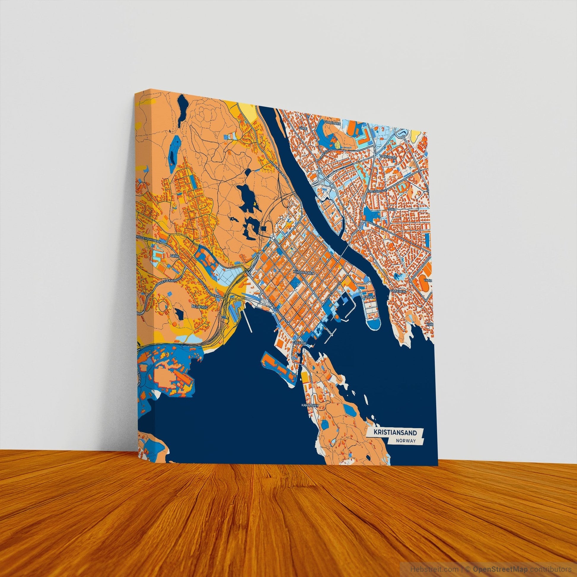 Kristiansand Norway Colorful City Map Canvas Print