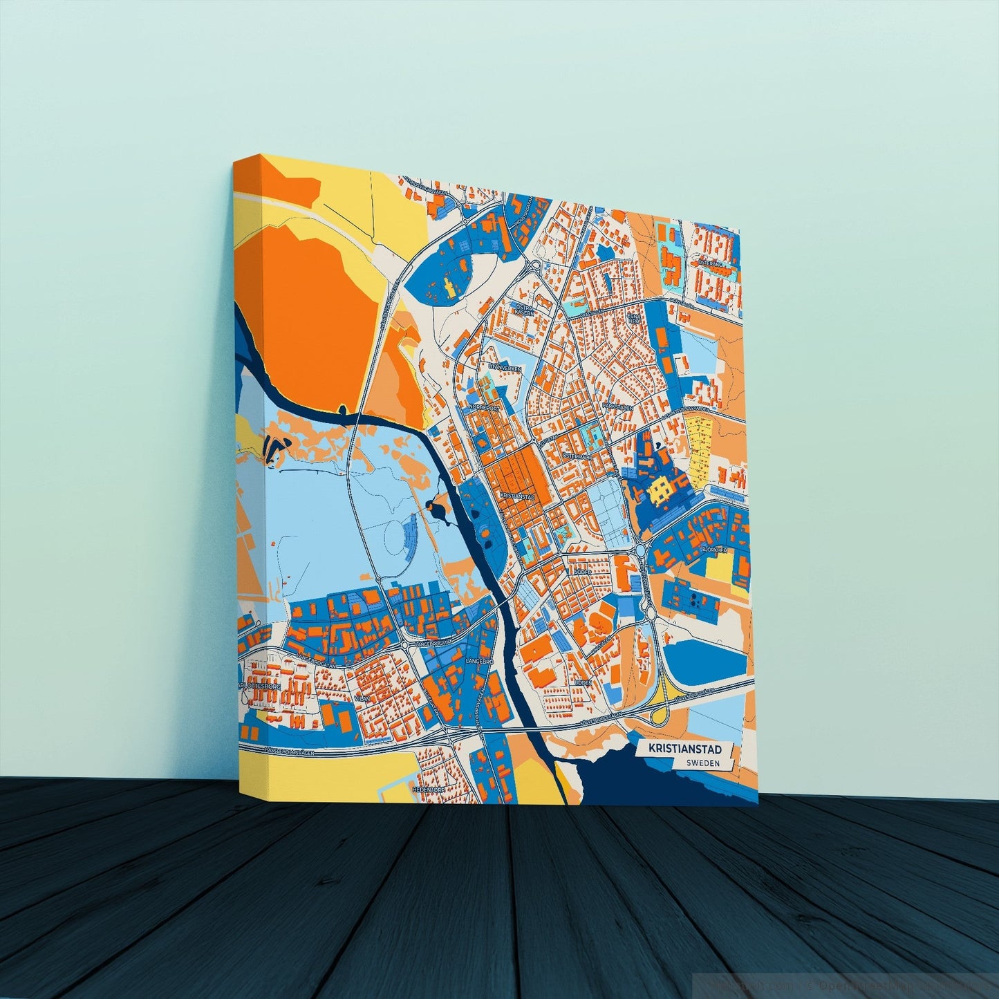Kristianstad Sweden Colorful City Map Canvas Print