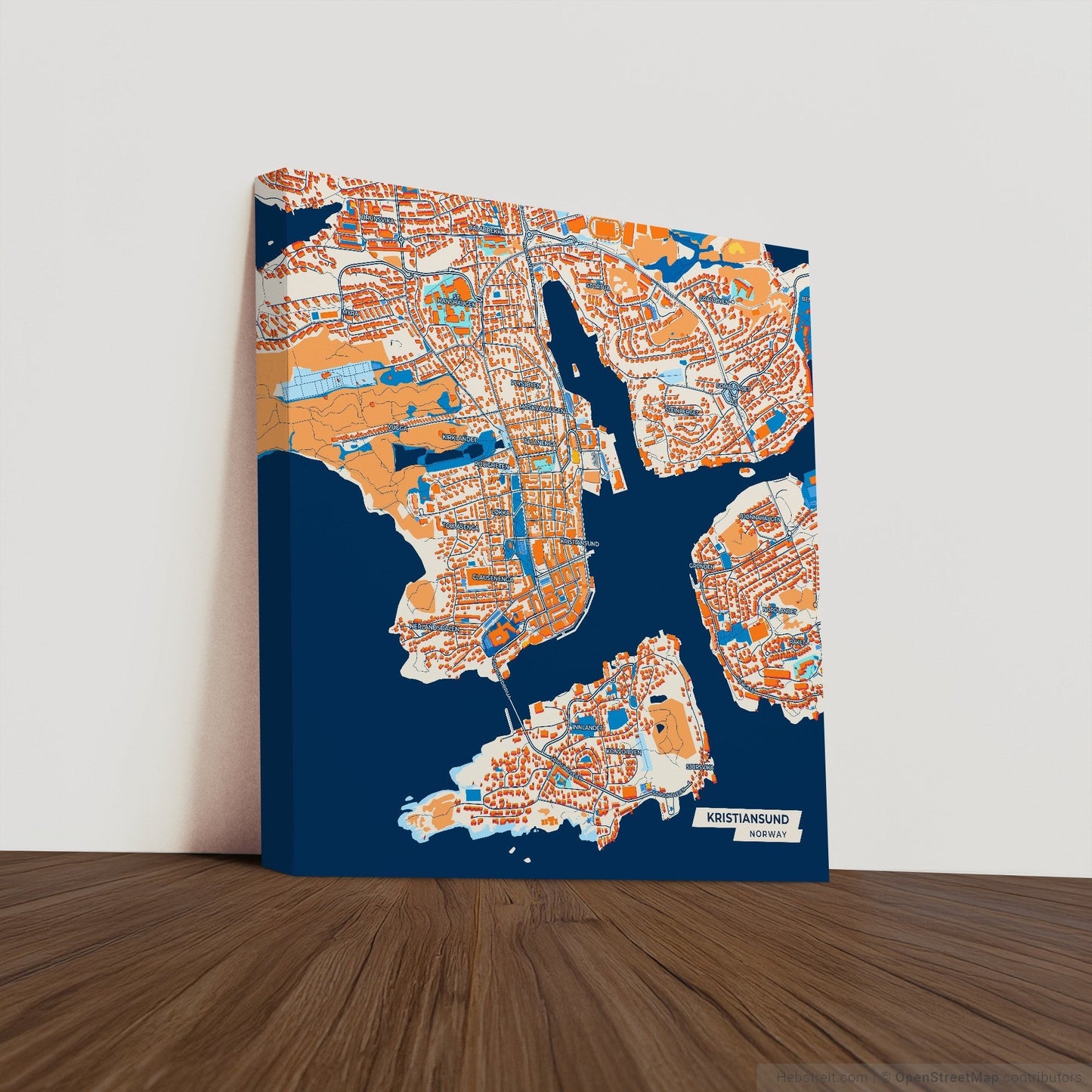 Kristiansund Norway Colorful City Map Canvas Print