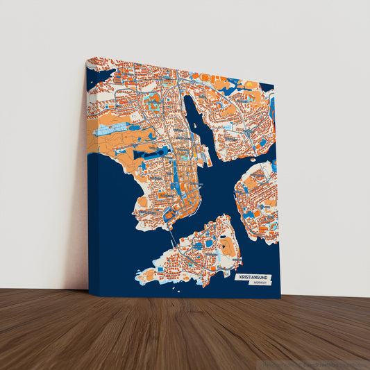 Kristiansund Norway Colorful City Map Canvas Print