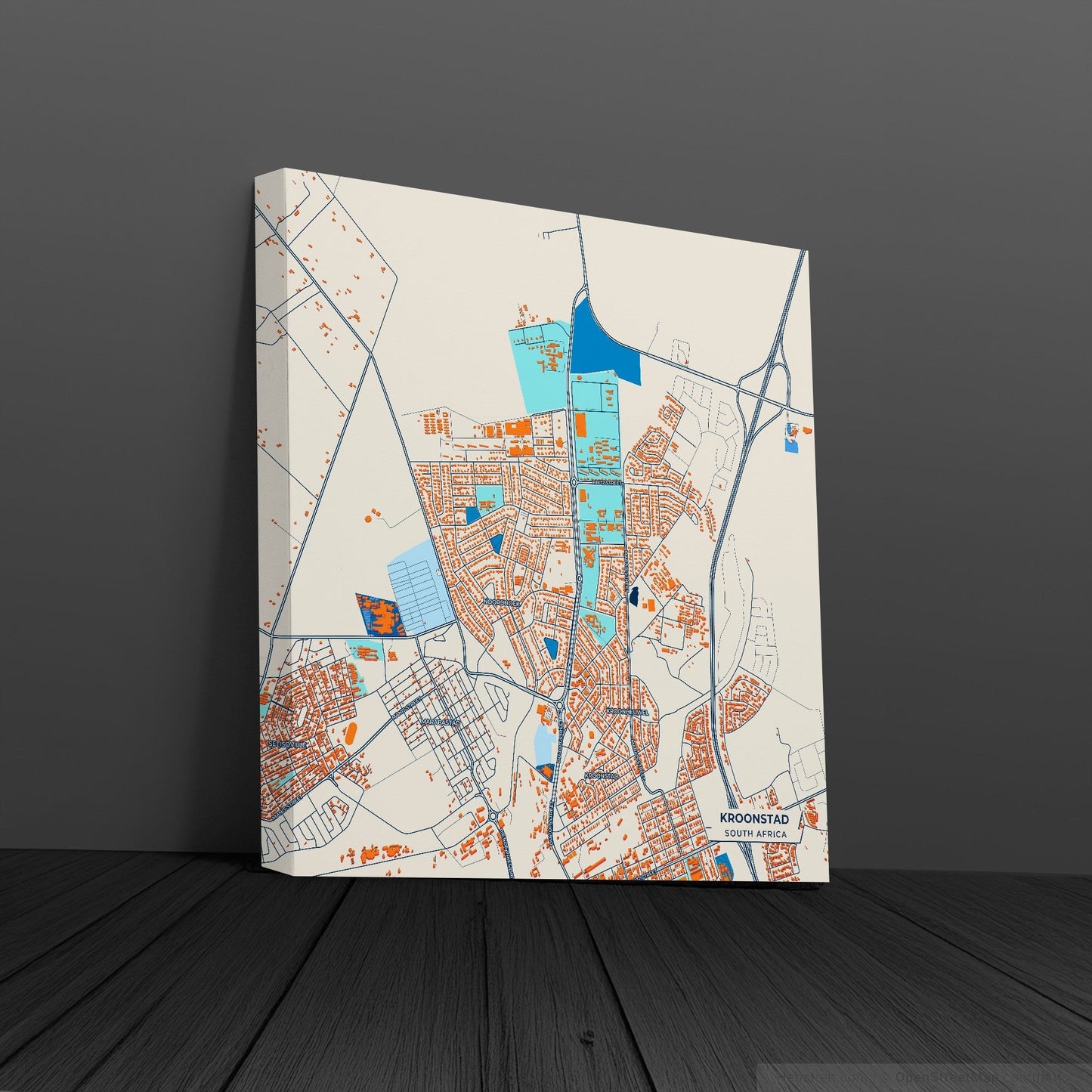 Kroonstad South Africa Colorful City Map Canvas Print