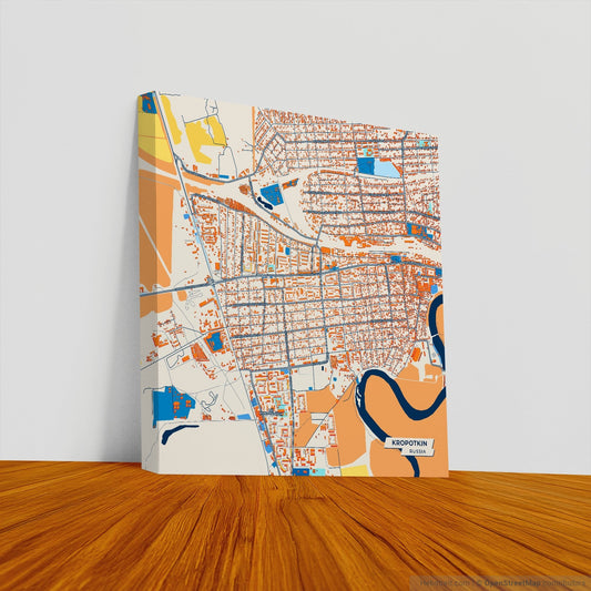 Кропоткинский Russia Colorful City Map Canvas Print