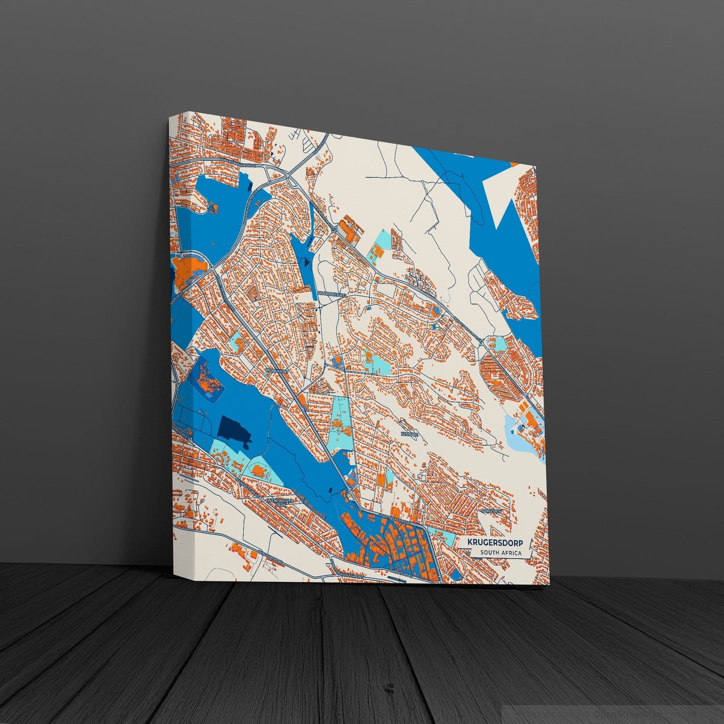 Krugersdorp South Africa Colorful City Map Canvas Print