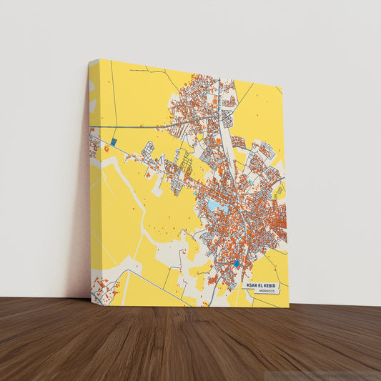 Ksar El Kebir Morocco Colorful City Map Canvas Print