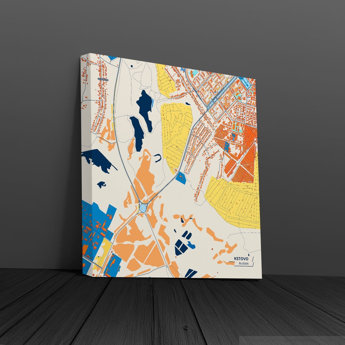 Кстово Russia Colorful City Map Canvas Print