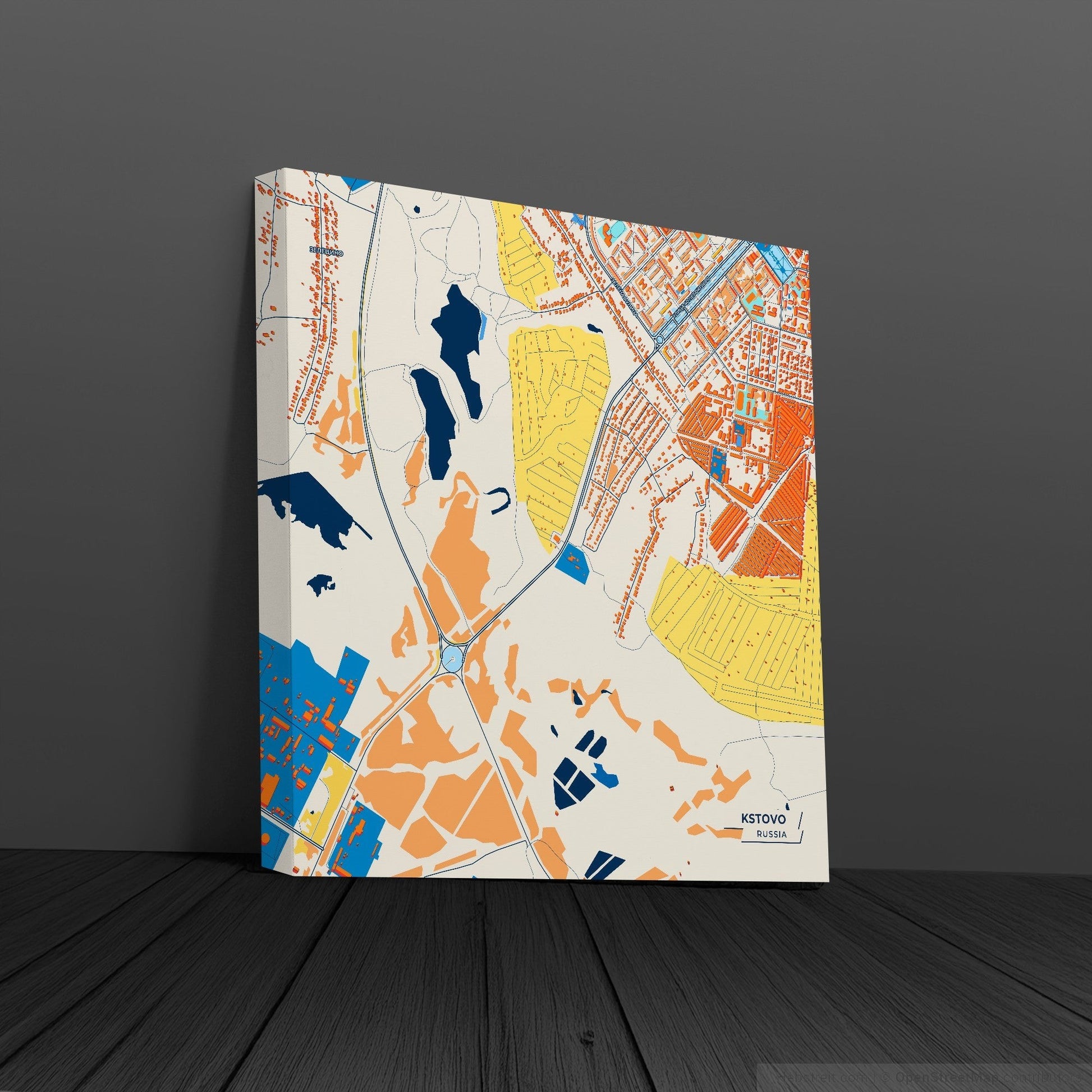 Кстово Russia Colorful City Map Canvas Print