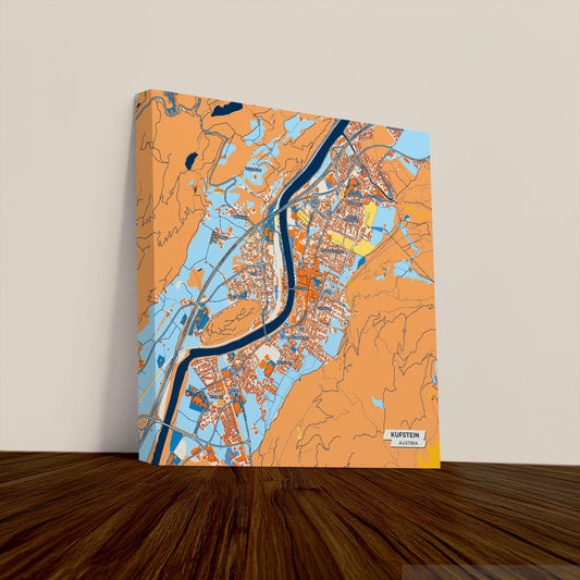 Kufstein Austria Colorful City Map Canvas Print