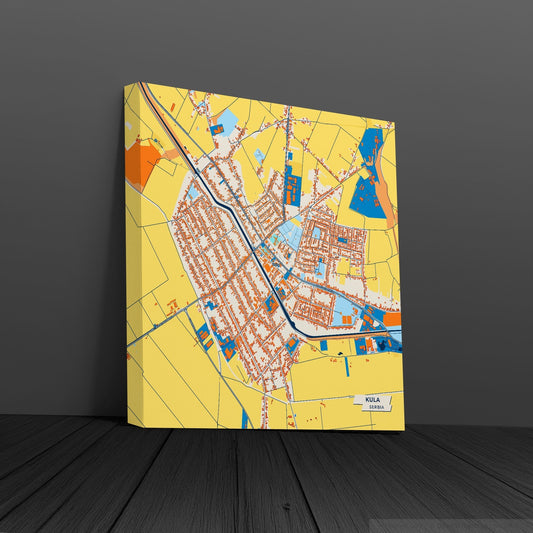 Кула Serbia Colorful City Map Canvas Print