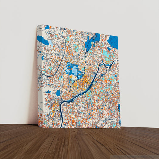 Kumamoto Japan Colorful City Map Canvas Print