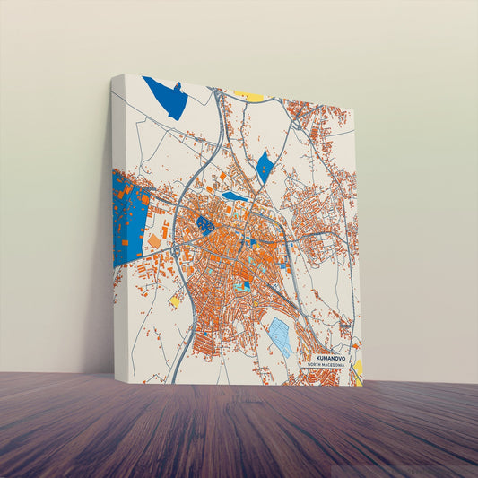 Kumanovo North Macedonia Colorful City Map Canvas Print
