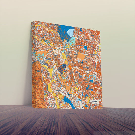 Kumasi Ghana Colorful City Map Canvas Print