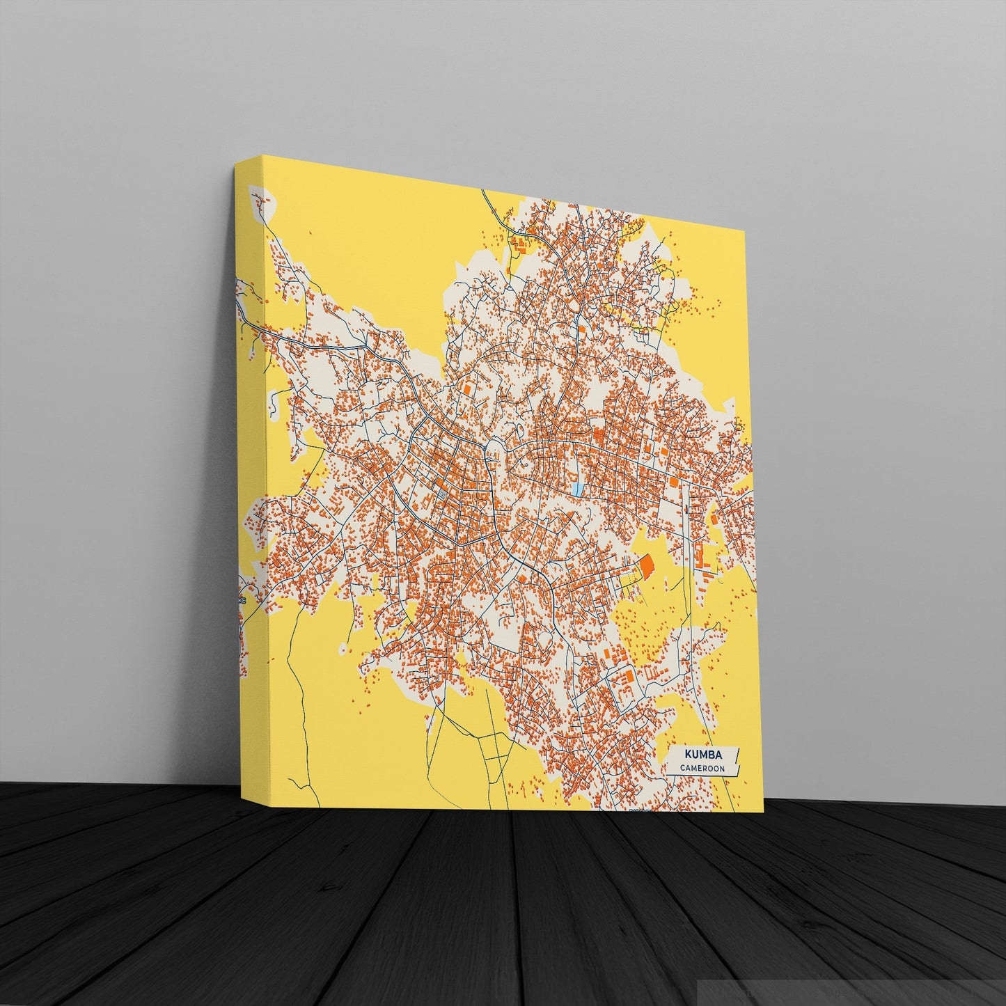 Kumba Cameroon Colorful City Map Canvas Print