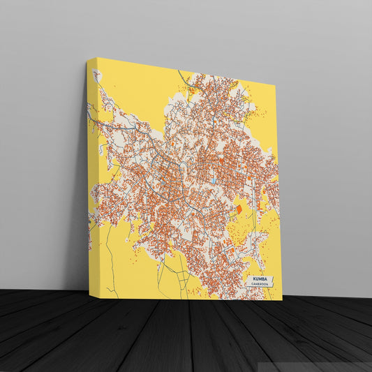 Kumba Cameroon Colorful City Map Canvas Print