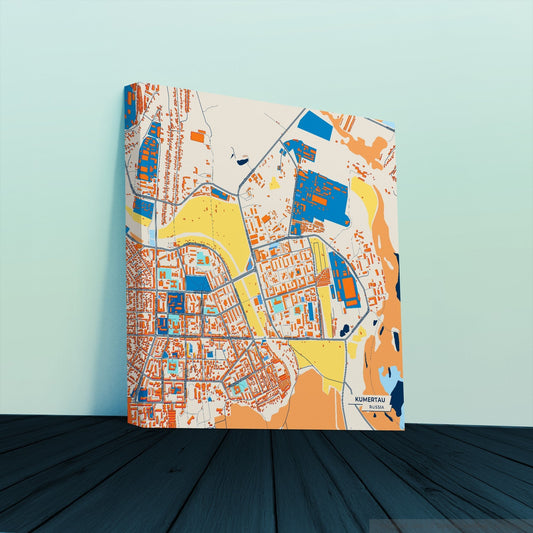 Кумертау Russia Colorful City Map Canvas Print