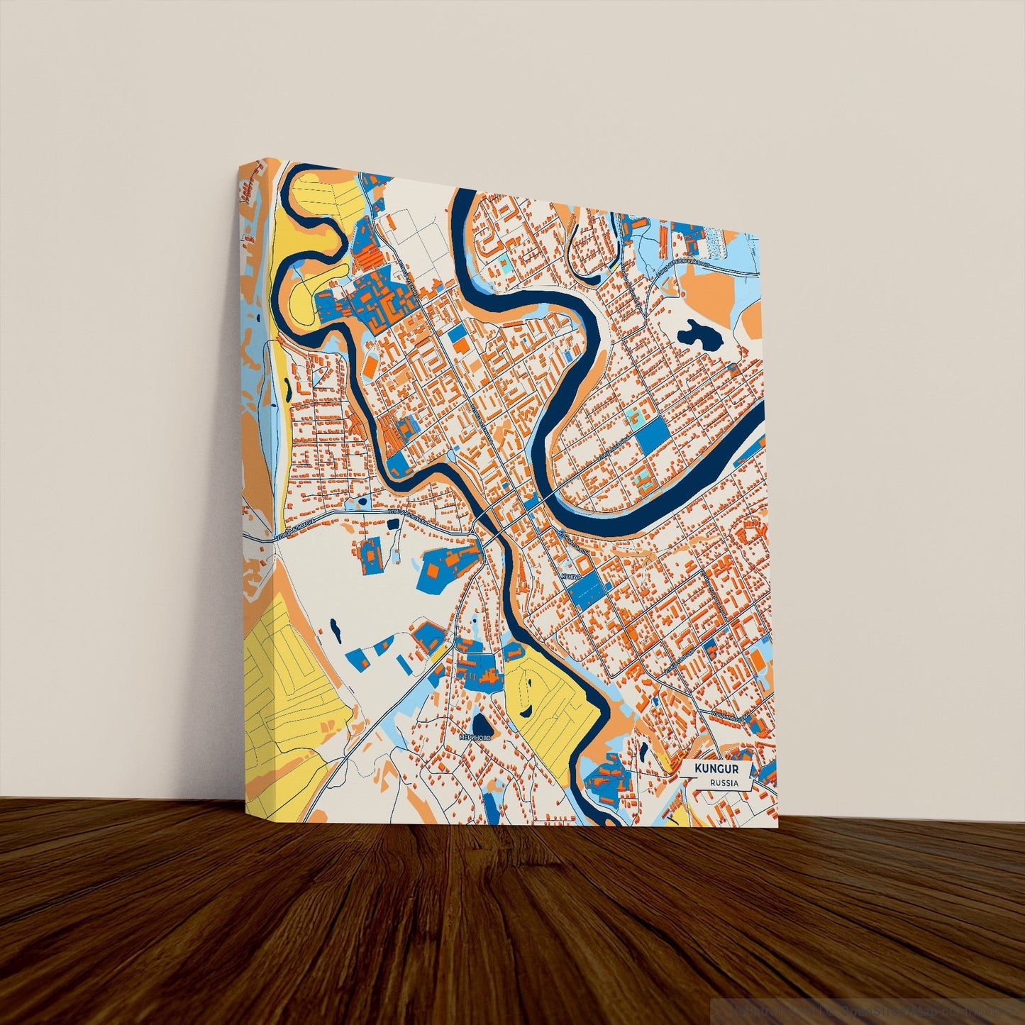 Кунгур Russia Colorful City Map Canvas Print