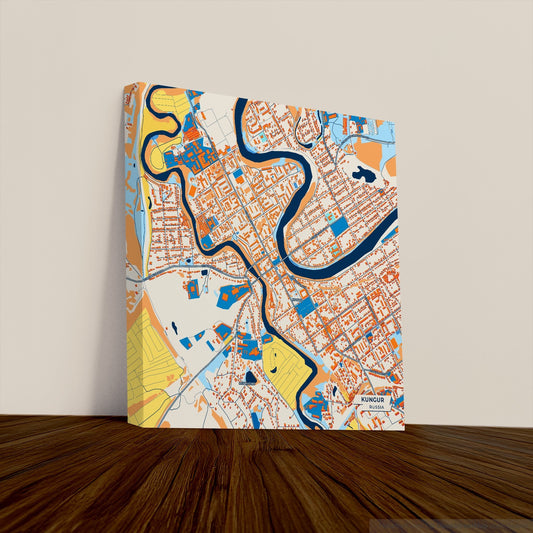 Кунгур Russia Colorful City Map Canvas Print