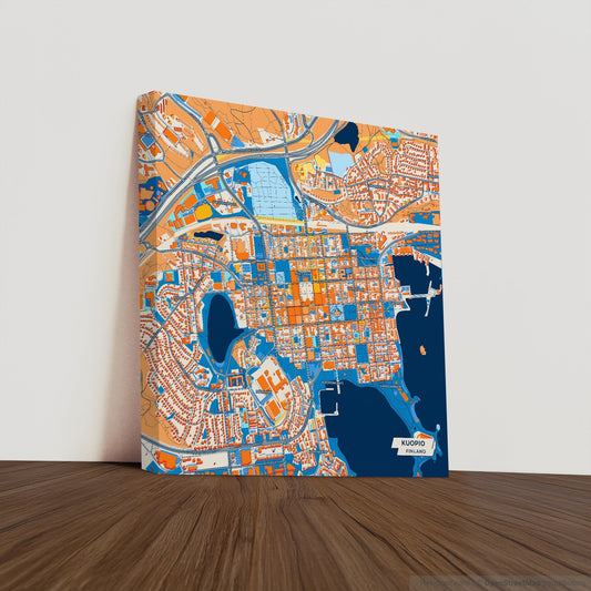 Kuopio Finland Colorful City Map Canvas Print