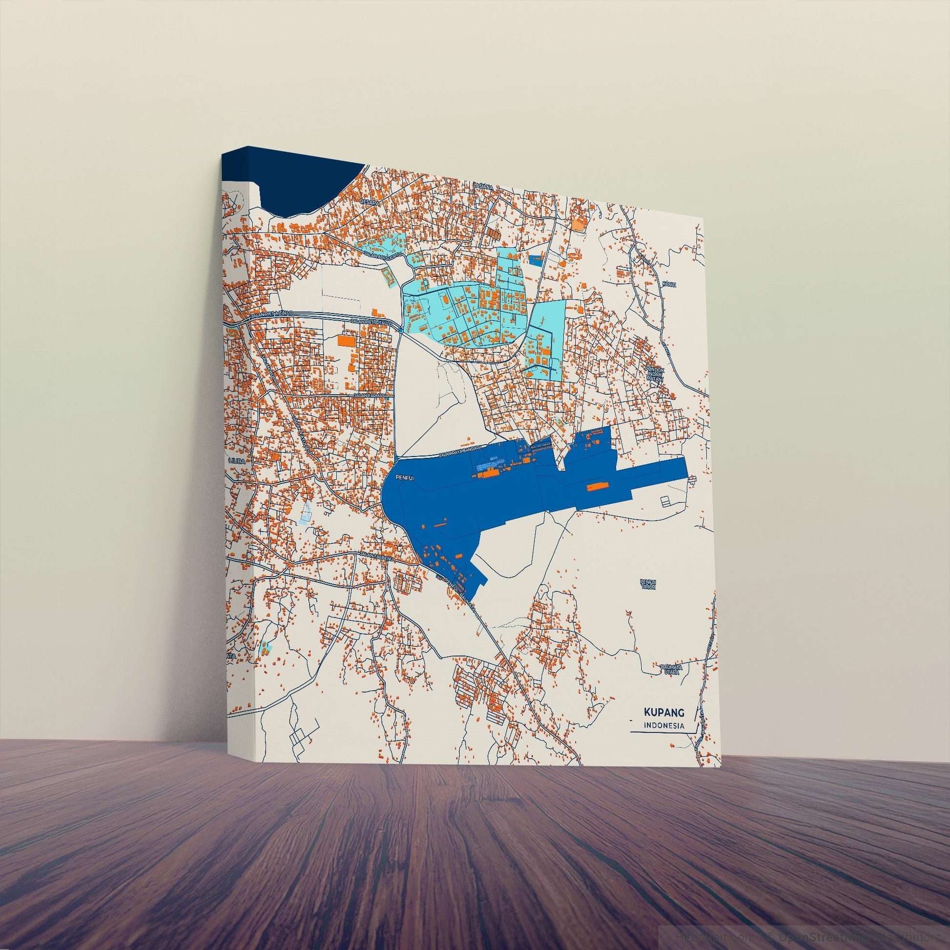 Kupang Indonesia Colorful City Map Canvas Print