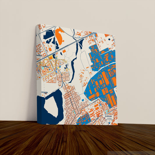 Курган Russia Colorful City Map Canvas Print