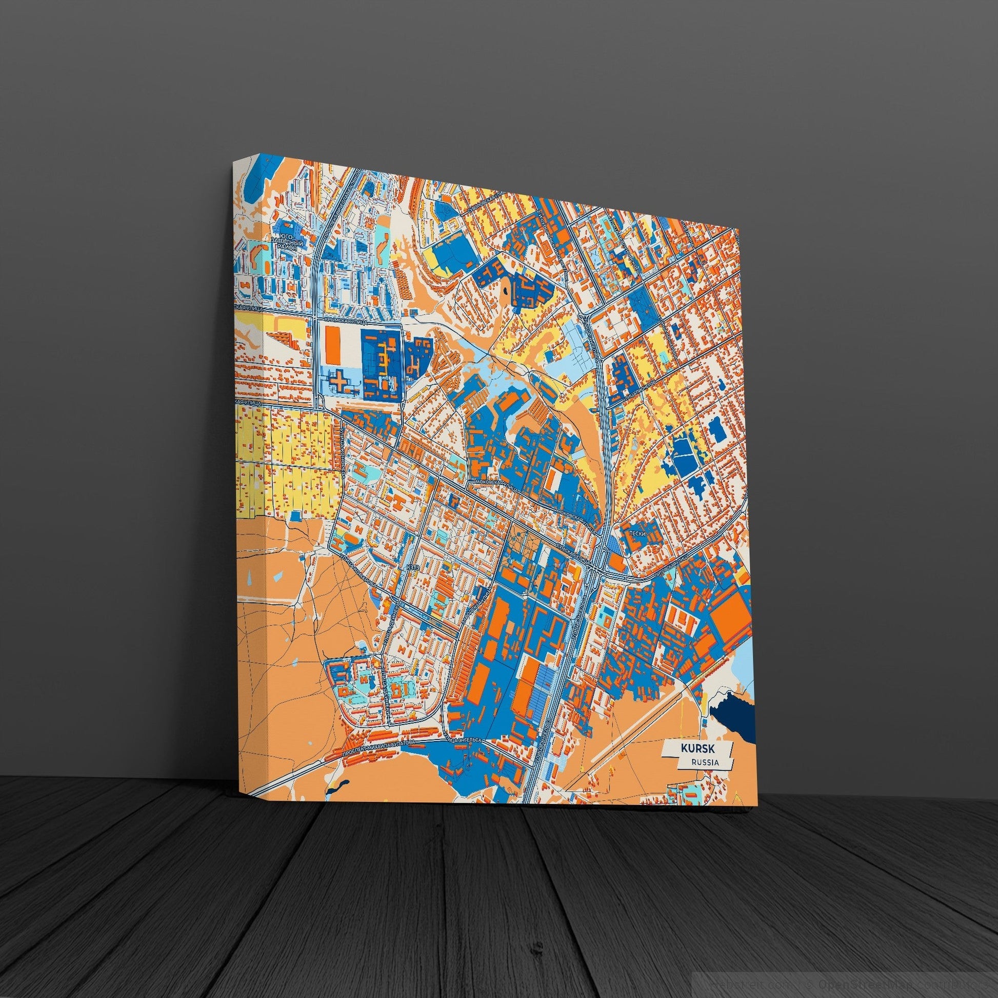 Курской Russia Colorful City Map Canvas Print