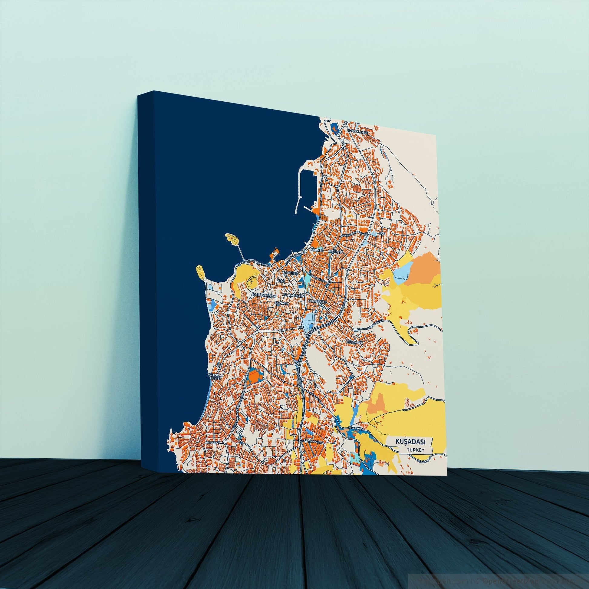 Kuşadasi Turkey Colorful City Map Canvas Print