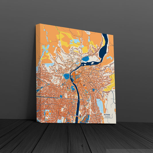 Kutaisi Georgia Colorful City Map Canvas Print
