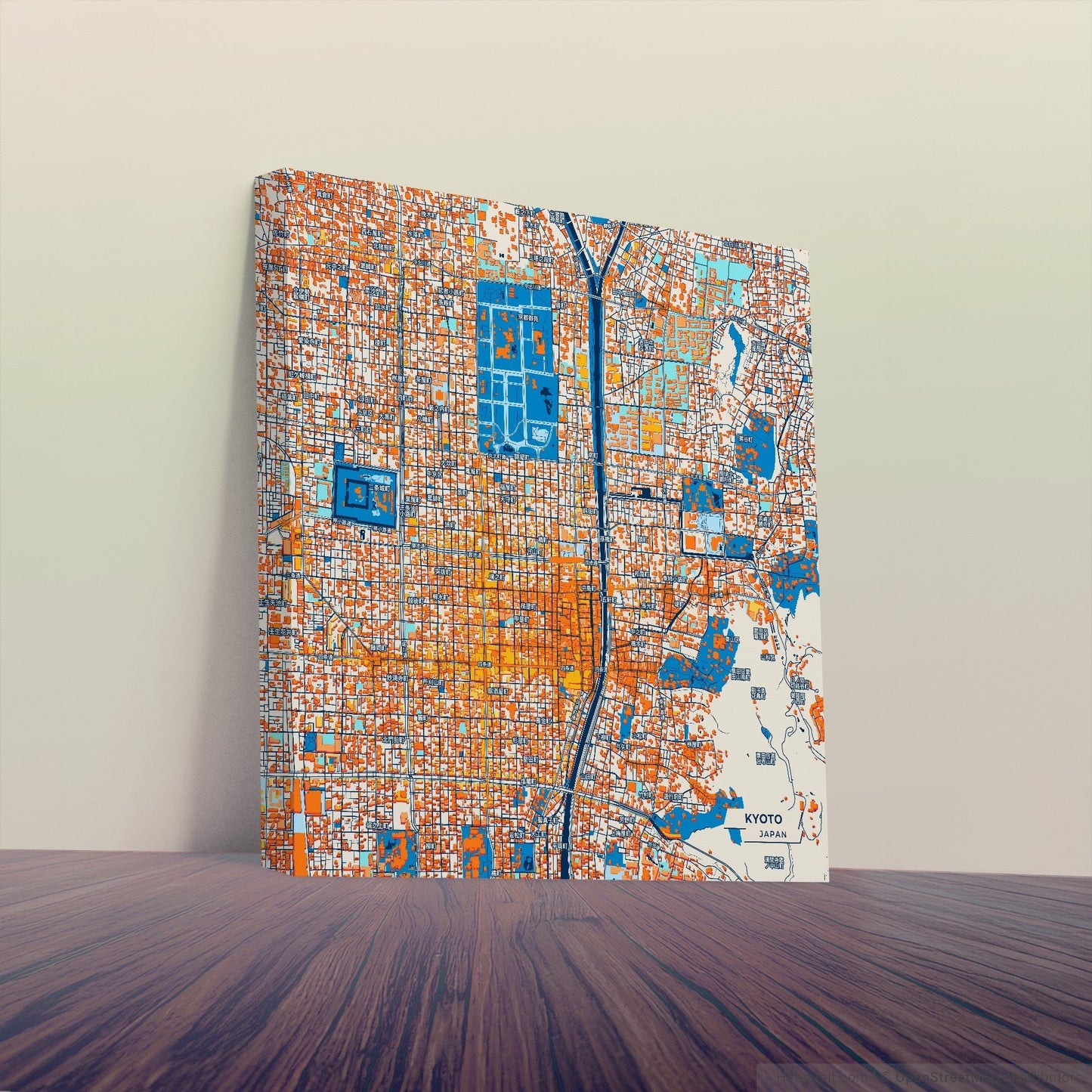 Kyoto Japan Colorful City Map Canvas Print