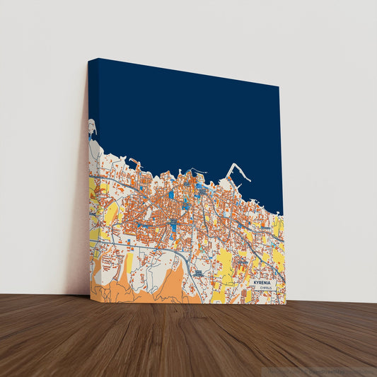 Kyrenia   Cyprus Colorful City Map Canvas Print