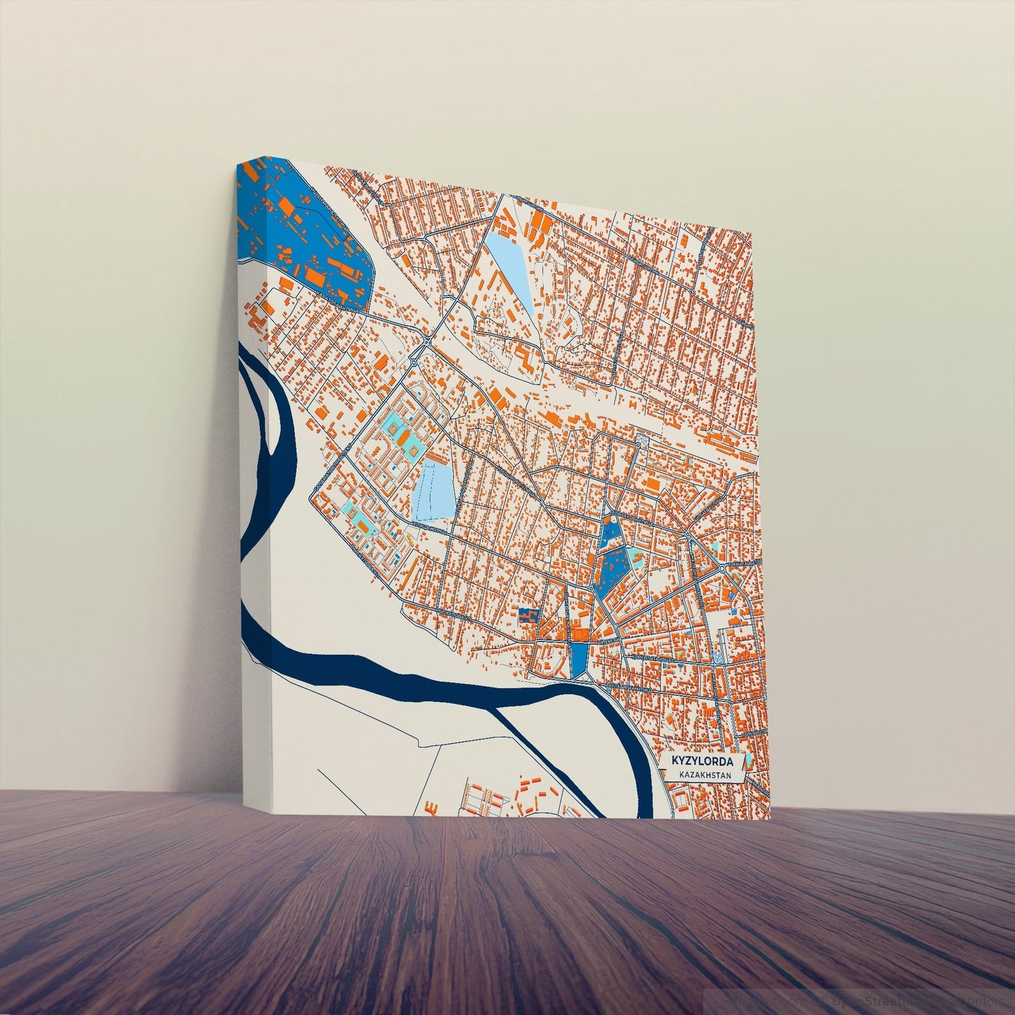 Kyzylorda Kazakhstan Colorful City Map Canvas Print