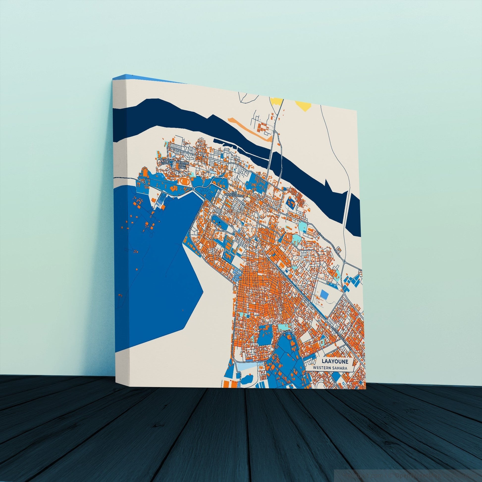 Laayoune Western Sahara Colorful City Map Canvas Print