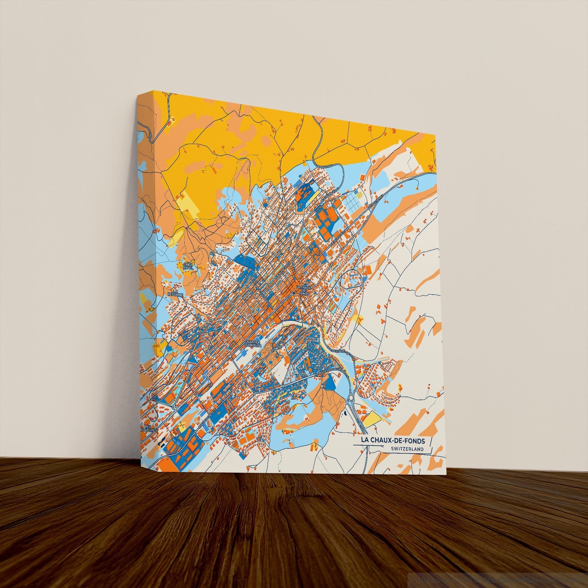 La Chaux-De-Fonds Switzerland Colorful City Map Canvas Print