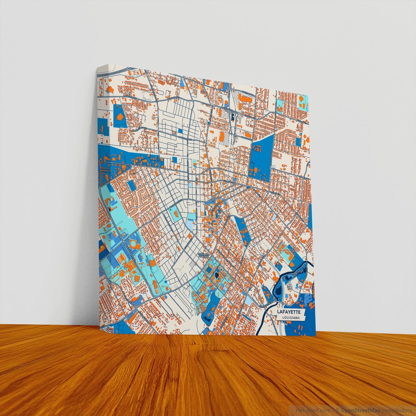 Lafayette Louisiana Colorful City Map Canvas Print