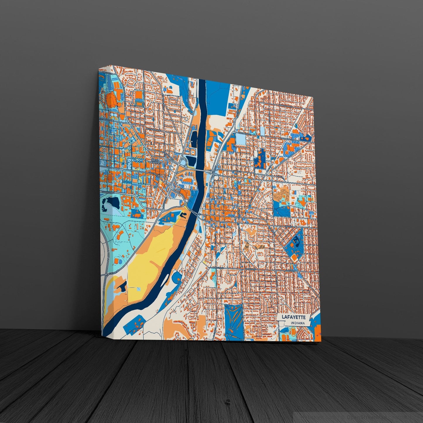 Lafayette Indiana Colorful City Map Canvas Print