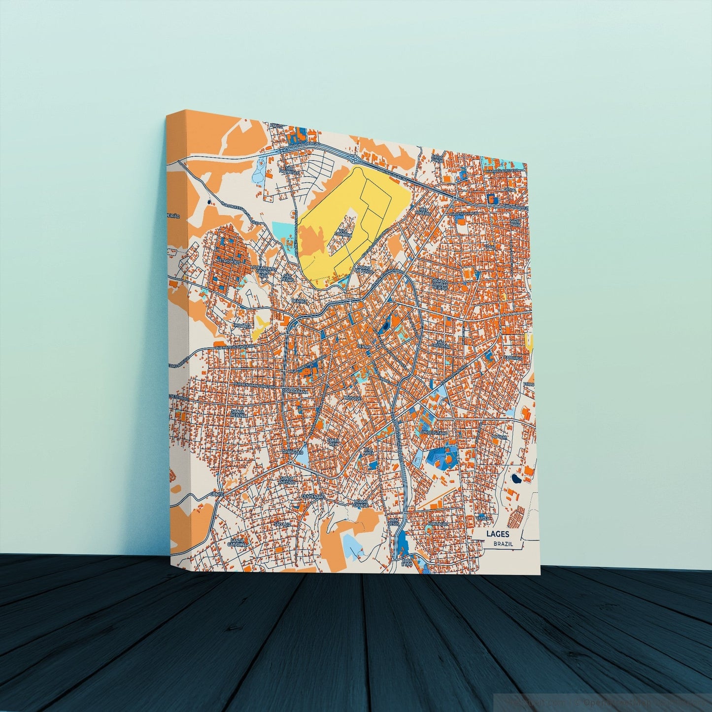 Lages Brazil Colorful City Map Canvas Print