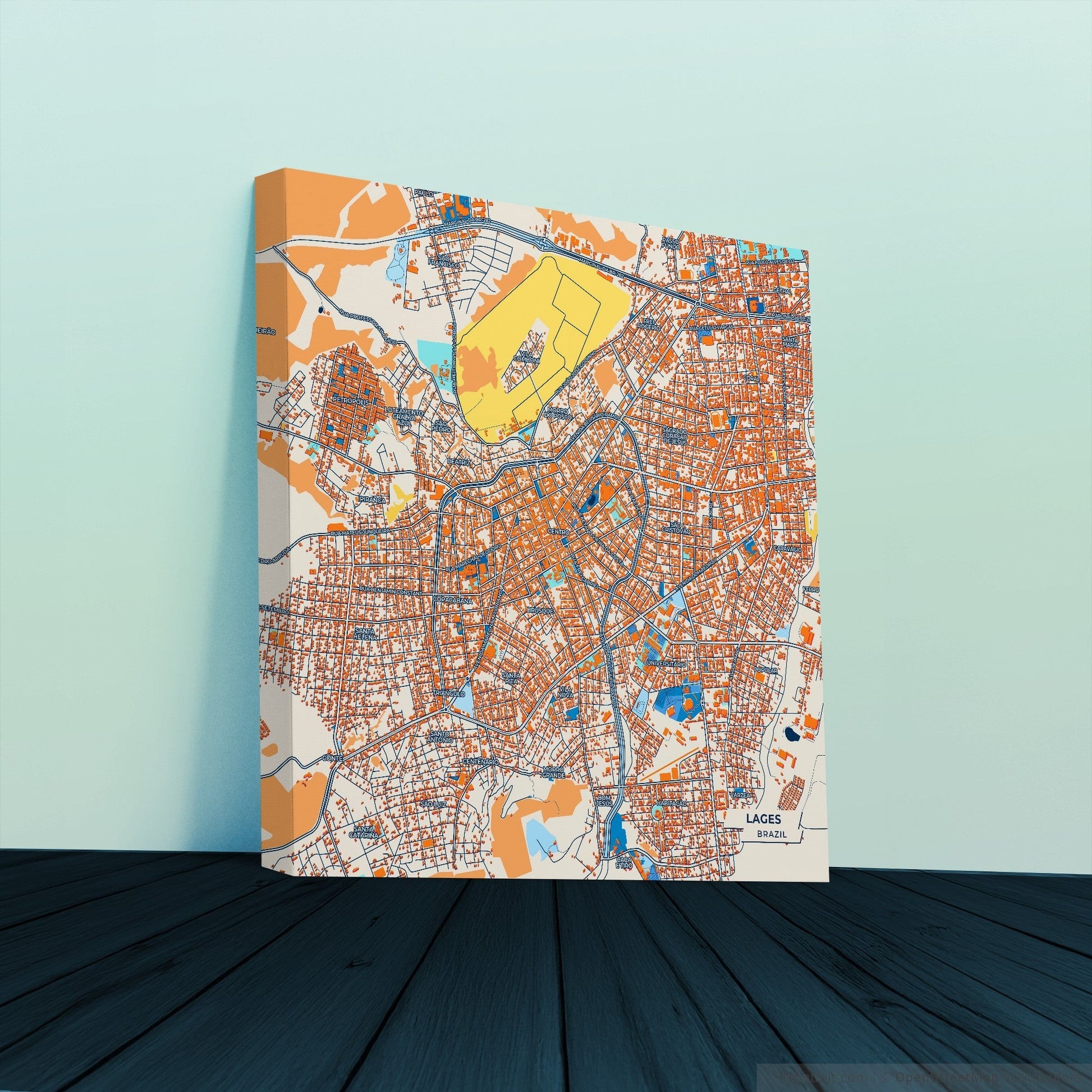 Lages Brazil Colorful City Map Canvas Print