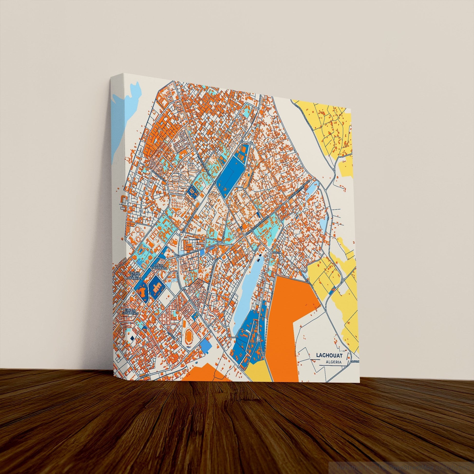 Laghouat Algeria Colorful City Map Canvas Print