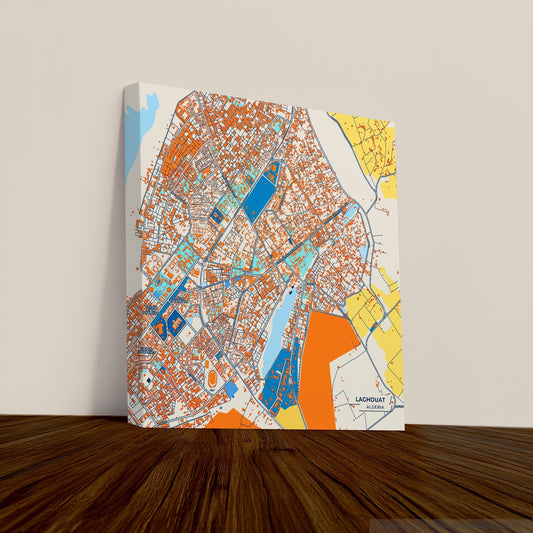 Laghouat Algeria Colorful City Map Canvas Print