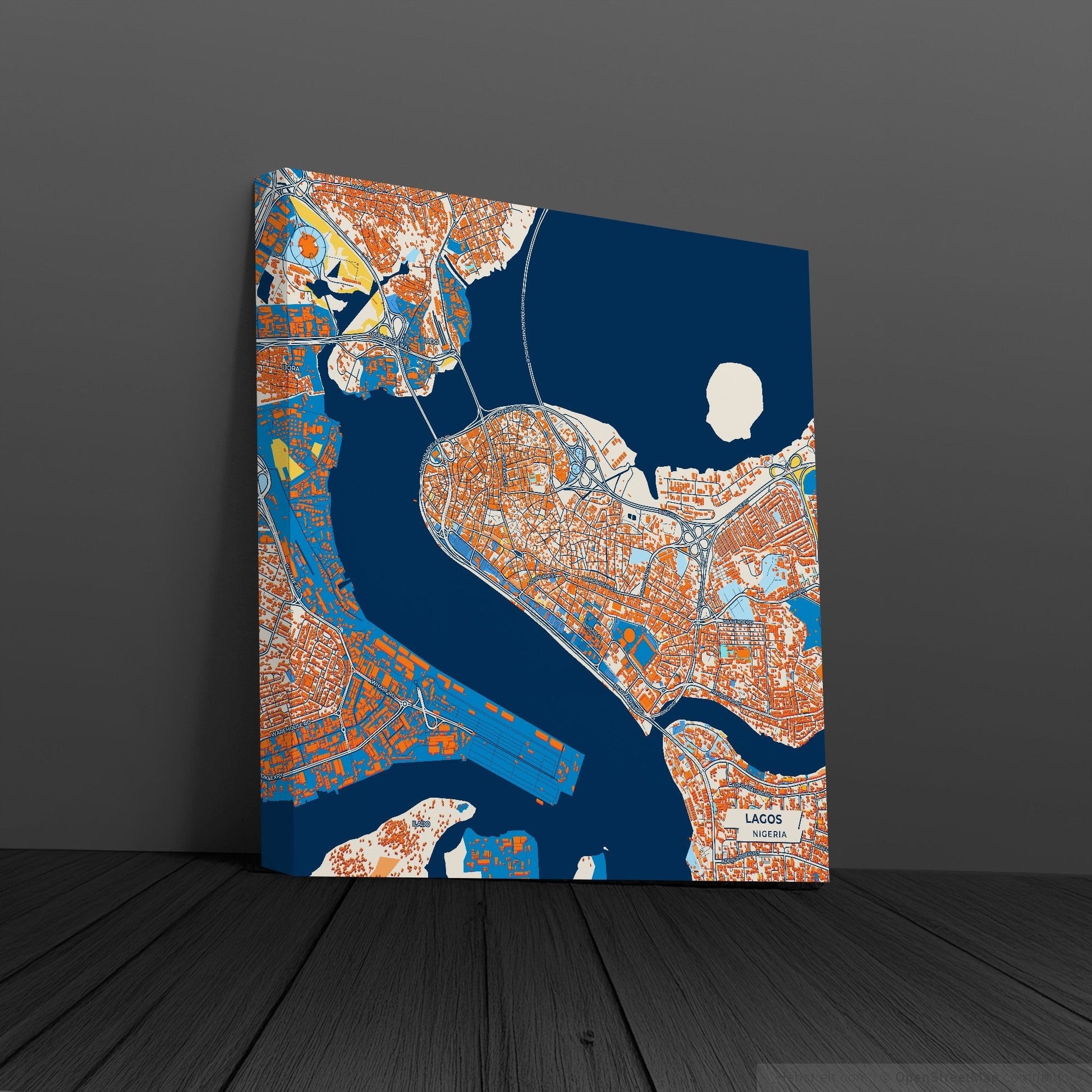Lagos Nigeria Colorful City Map Canvas Print