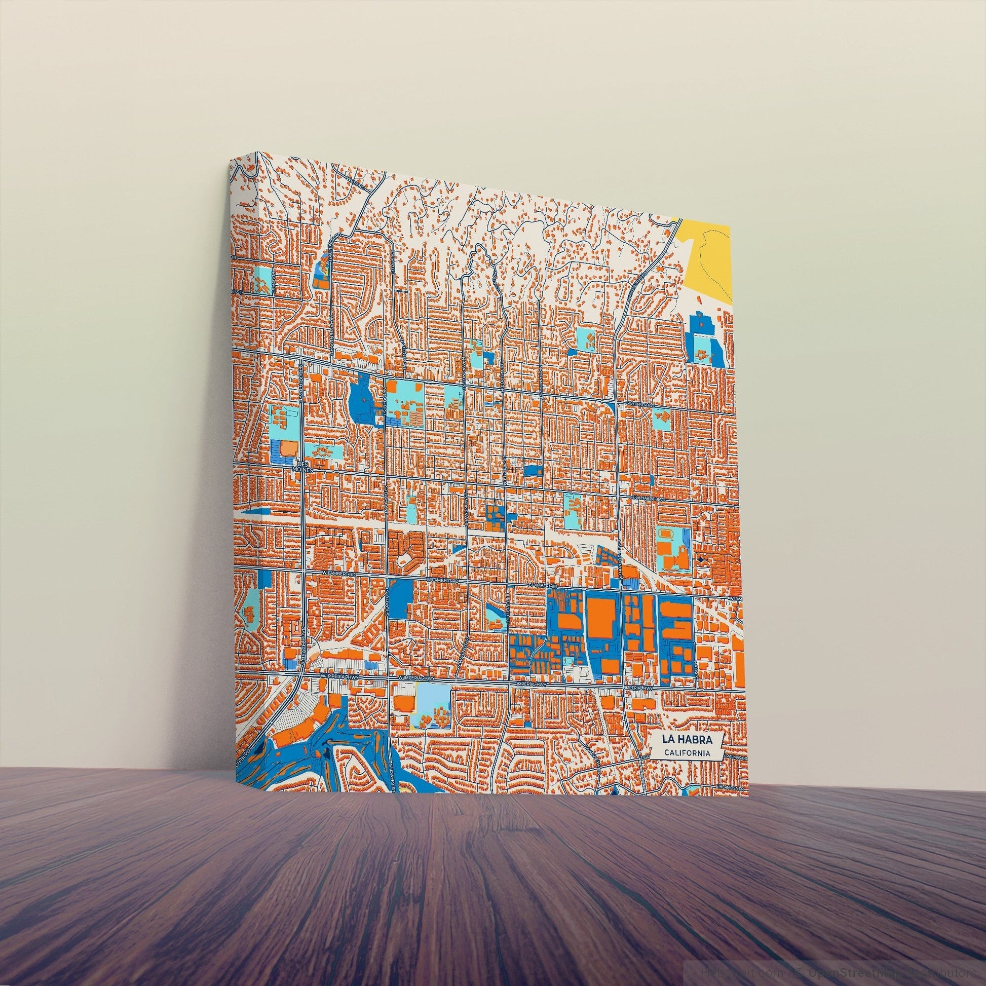 La Habra California Colorful City Map Canvas Print