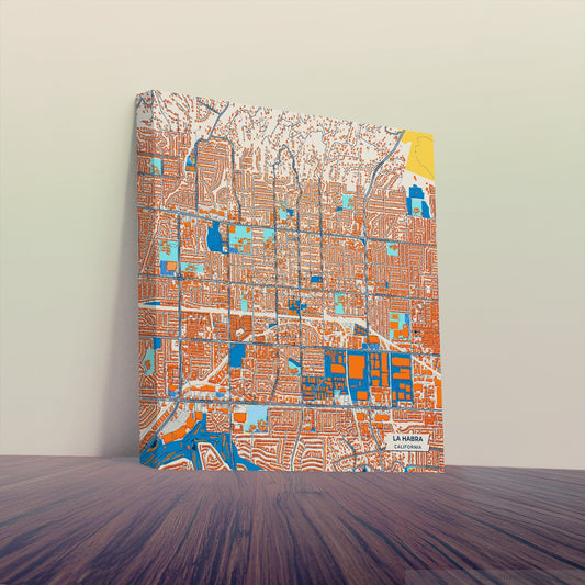 La Habra California Colorful City Map Canvas Print