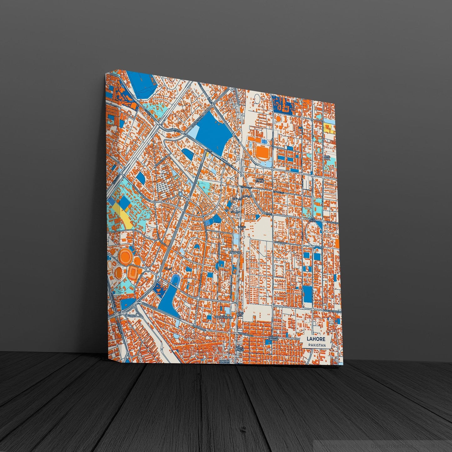 Lahore Pakistan Colorful City Map Canvas Print