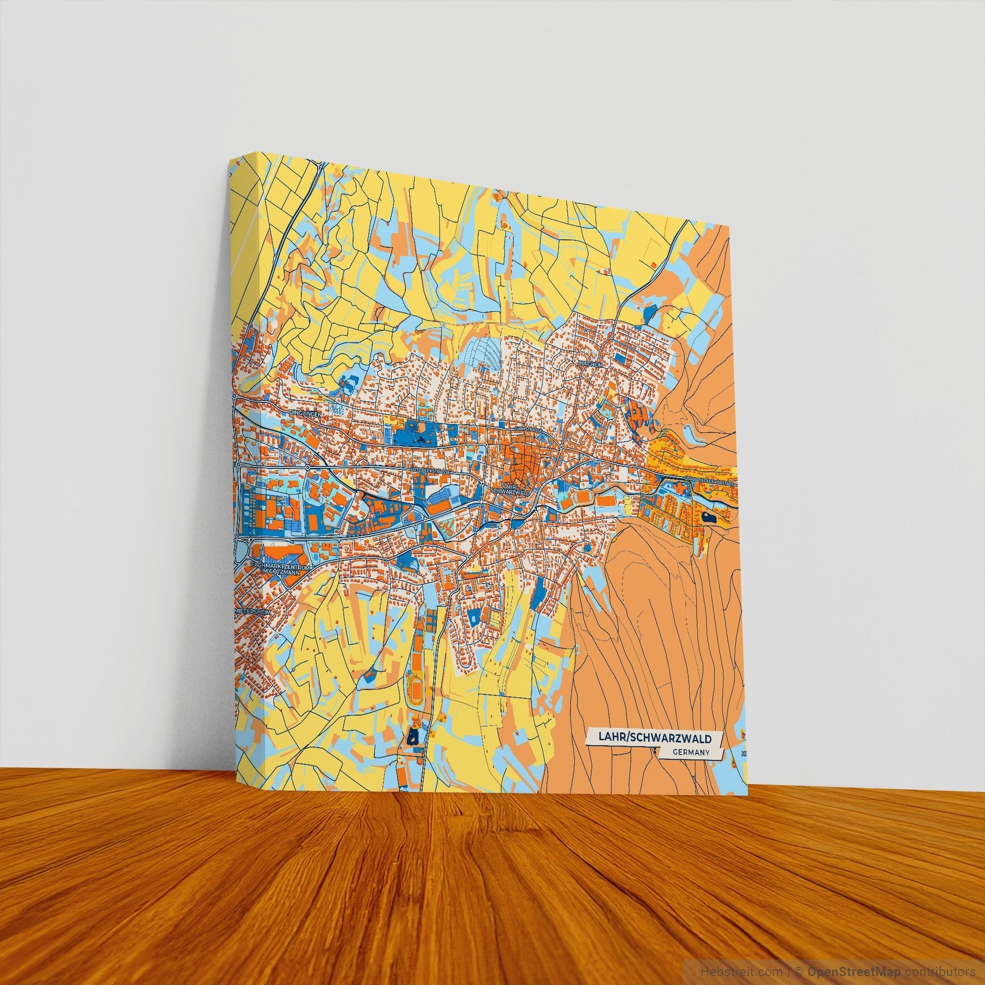 Lahr/Schwarzwald Germany Colorful City Map Canvas Print