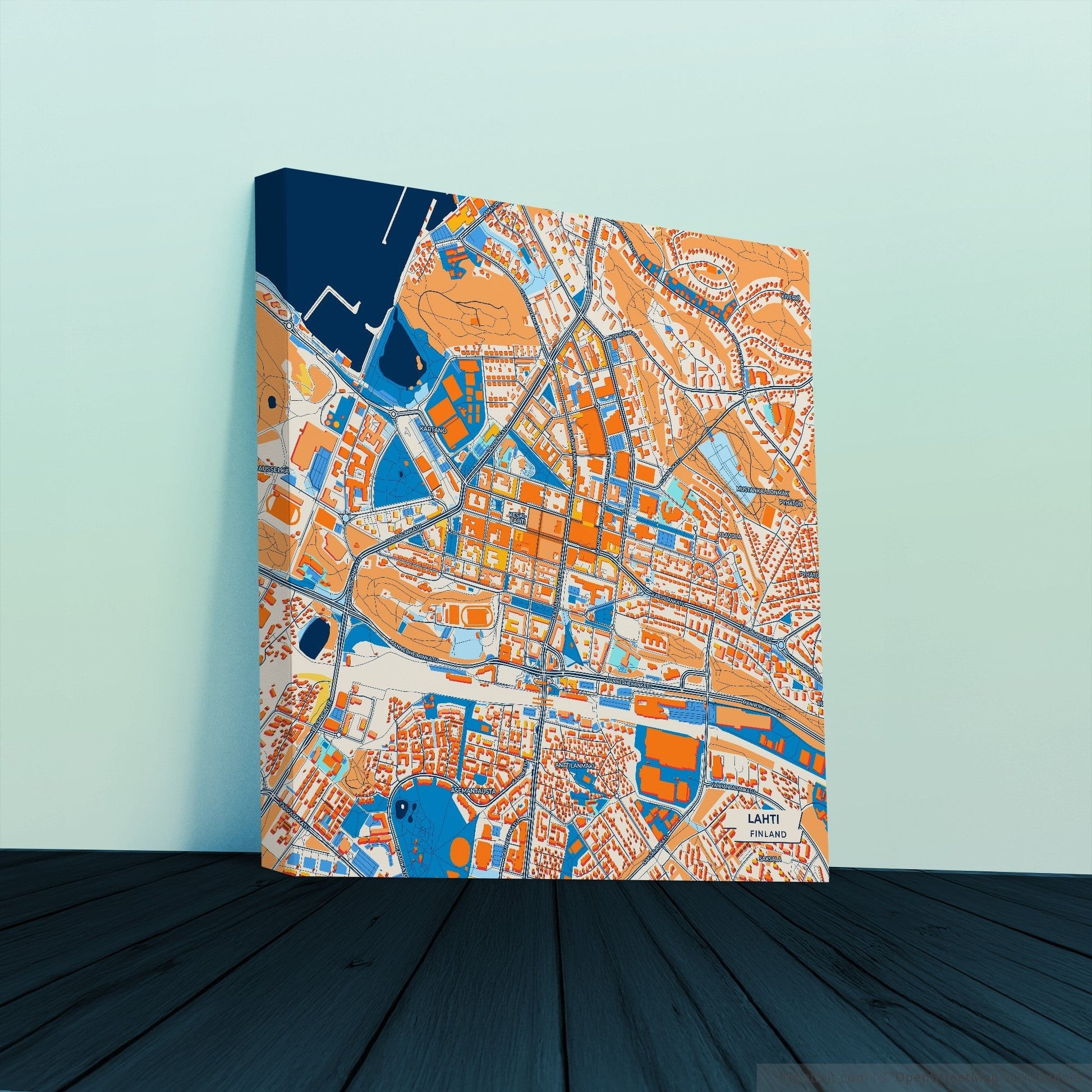 Lahti Finland Colorful City Map Canvas Print