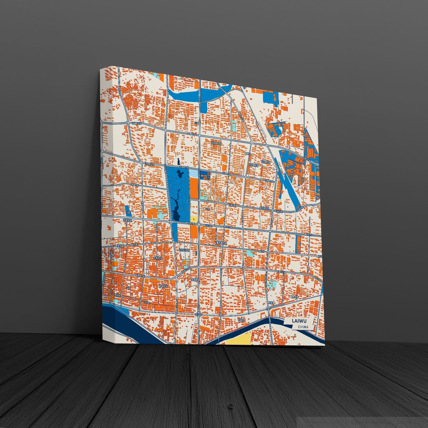 Laiwu China Colorful City Map Canvas Print