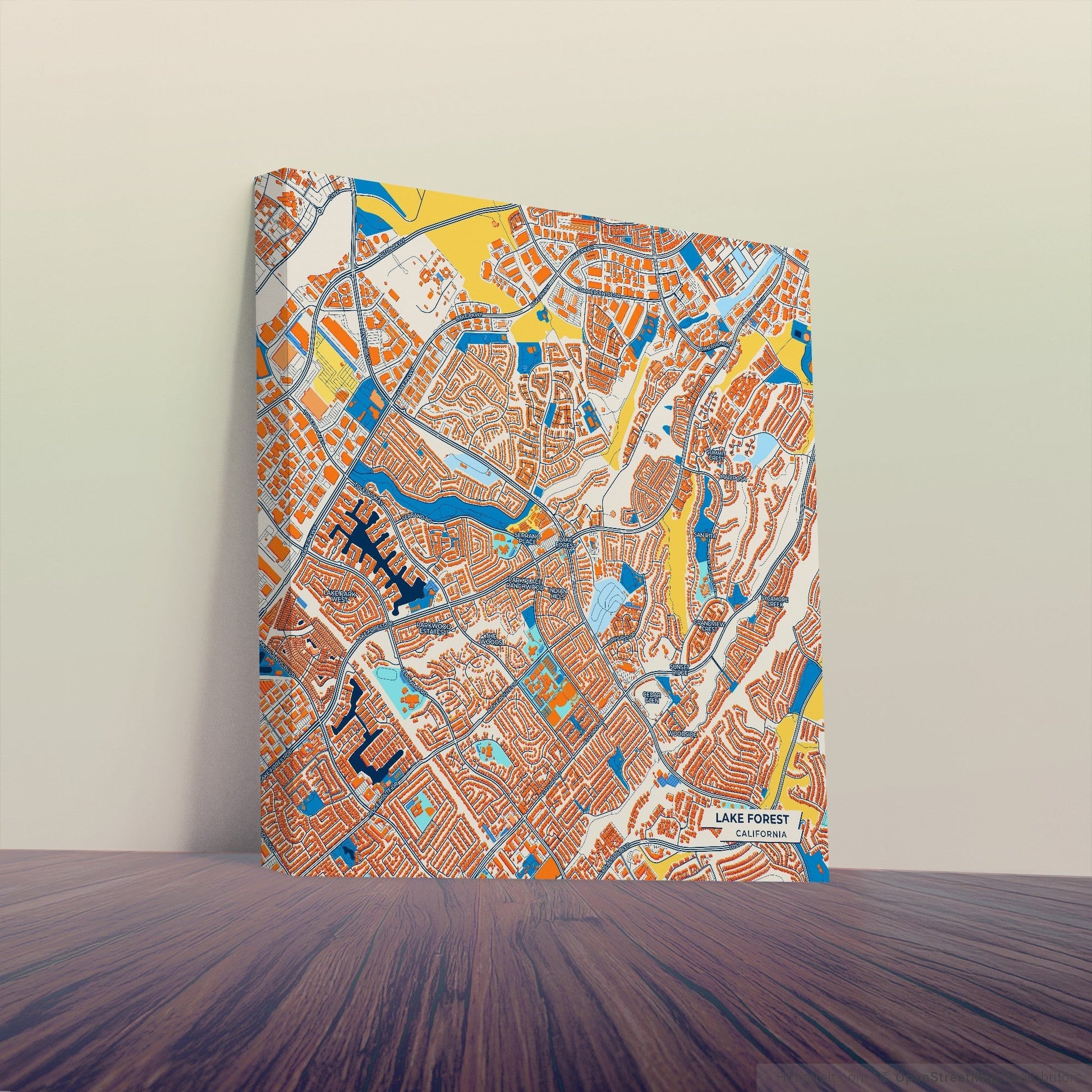 Lake Forest California Colorful City Map Canvas Print