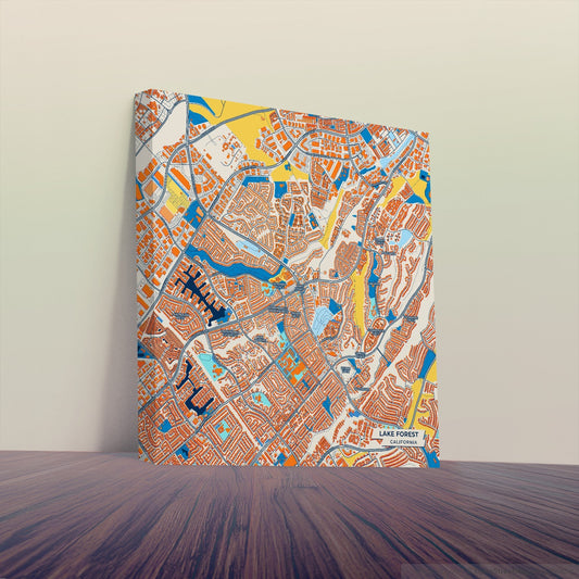 Lake Forest California Colorful City Map Canvas Print