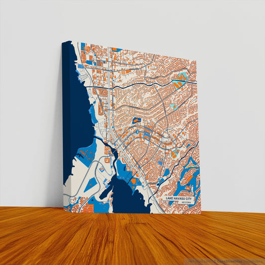 Lake Havasu City Arizona Colorful City Map Canvas Print