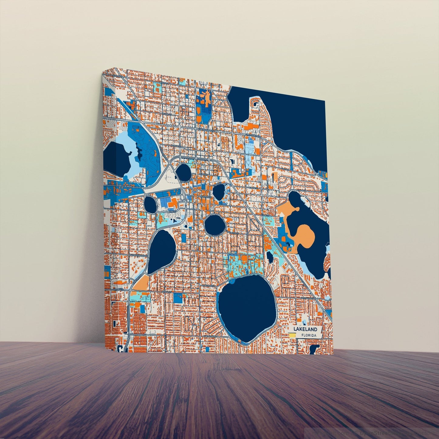 Lakeland Florida Colorful City Map Canvas Print