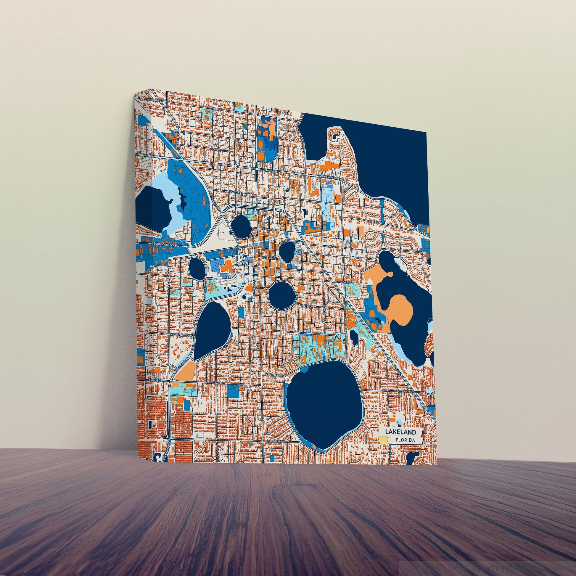 Lakeland Florida Colorful City Map Canvas Print